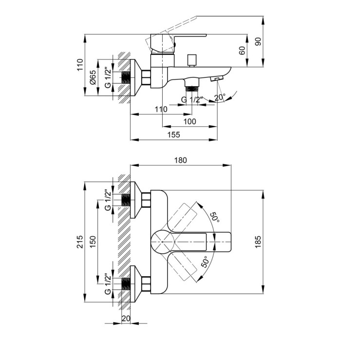 Смеситель для ванны Qtap Ustek 3016107DCW Смеситель для ванны Qtap Ustek 3016107DCW