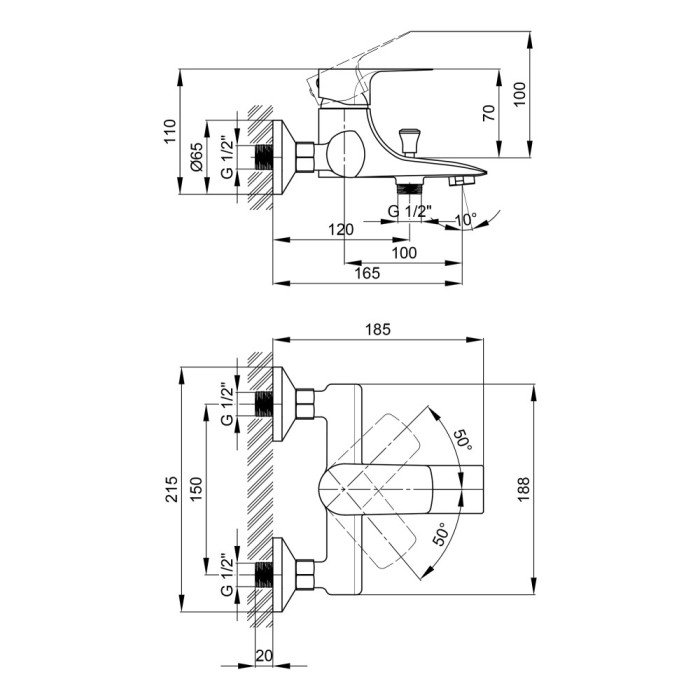Смеситель для ванны Qtap Svitava 3011107DC Смеситель для ванны Qtap Svitava 3011107DC
