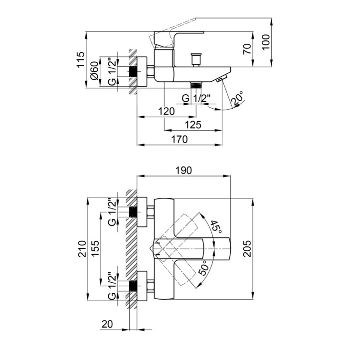 Смеситель для ванны Qtap Lipno 3023101DC Смеситель для ванны Qtap Lipno 3023101DC