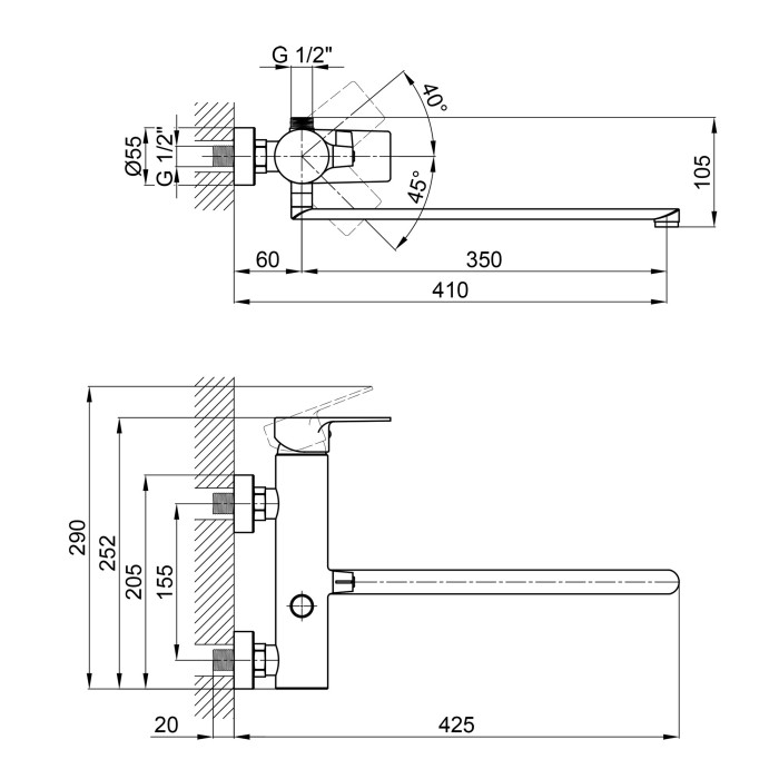 Змішувач для ванни Qtap Stenava 3245102FC