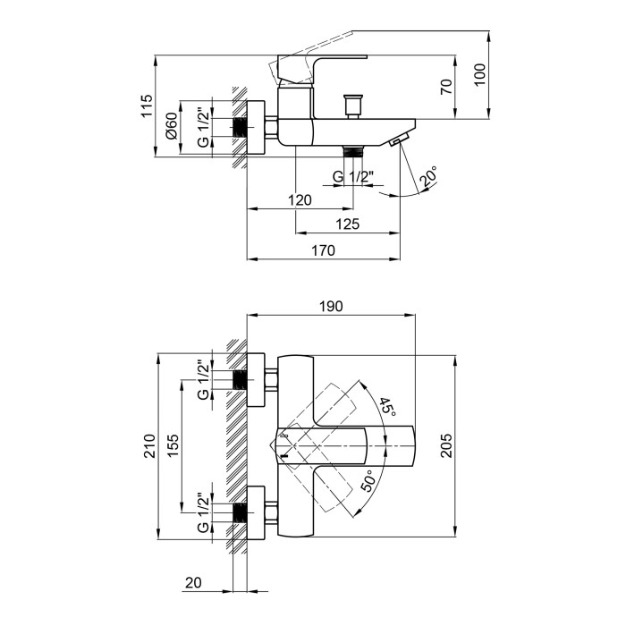 Смеситель для ванны Qtap Lipno 3023101DG Смеситель для ванны Qtap Lipno 3023101DG