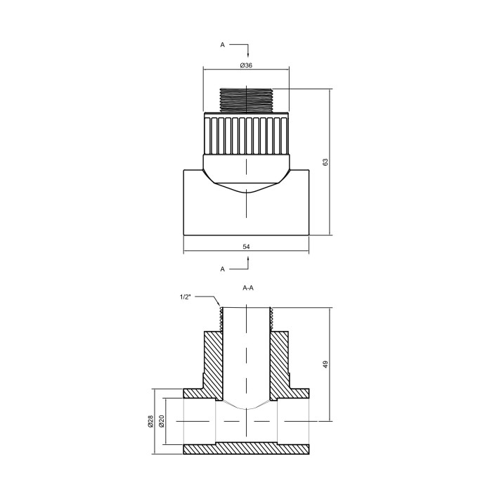 Тройник из полипропилена Thermo Alliance 20х1/2"х20 НР