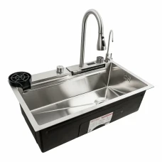 Мойка прямоугольная 750х450х230 PLATINUM Handmade Водопад  3.0/1.0 мм сатин