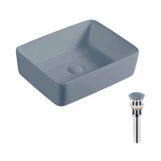 Раковина накладная Qtap Tern 480x370x135 мм, Anthracite, прямоугольная, с донным клапаном QT17116069AN