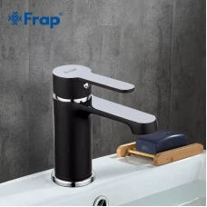 Змішувач для умивальника Frap F1042, чорний/хром
