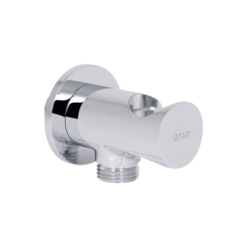 Подключение с держателем для шланга Qtap Spojeni округлое QTCRMBH030 Chrome
