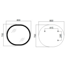 Зеркало Qtap Gemini 800х700 с LED-подсветкой Touch, с антизапотеванием, с диммером, регулятор температуры  цвета (3000-6500K) Reverse QT2578R8072B