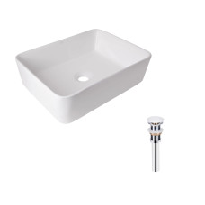 Комплект Qtap Tern: Раковина накладная прямоугольная 480х370х135 мм White + Донный клапан PU02