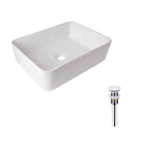 Комплект Qtap Tern: Раковина накладная прямоугольная 480х370х135 мм White + Донный клапан PU02