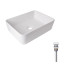 Комплект Qtap Tern: Раковина накладная прямоугольная 480х370х135 мм White + Донный клапан PU02