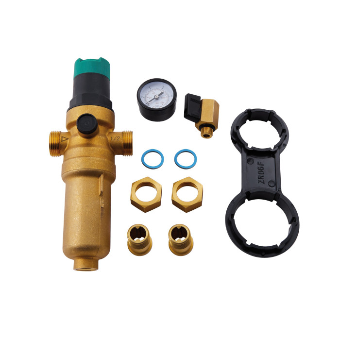 Фильтр самопромывной SD Forte 1/2" с редуктором для горячей воды SF128W15H