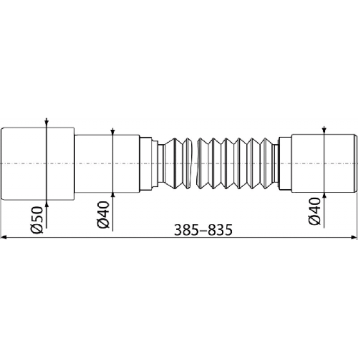 A41+А795 Умивальник 1 1/4*d63 нерж.+ гофра 40*40/50 {25}