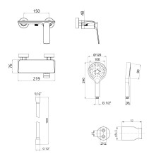 Акционный набор Qtap: Смеситель для душа Slavonice QTSLA266BLM45908+Лейка Rucni QTRUCA120O3KBB+Шланг Hadice QTHADPVCSQ160B+Держатель QT829910842854OB