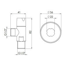 Кран угловой Thermo Alliance Standart (ручка круглая) с керам.буксой 1/2"Н х 1/2"Н SF342W1515