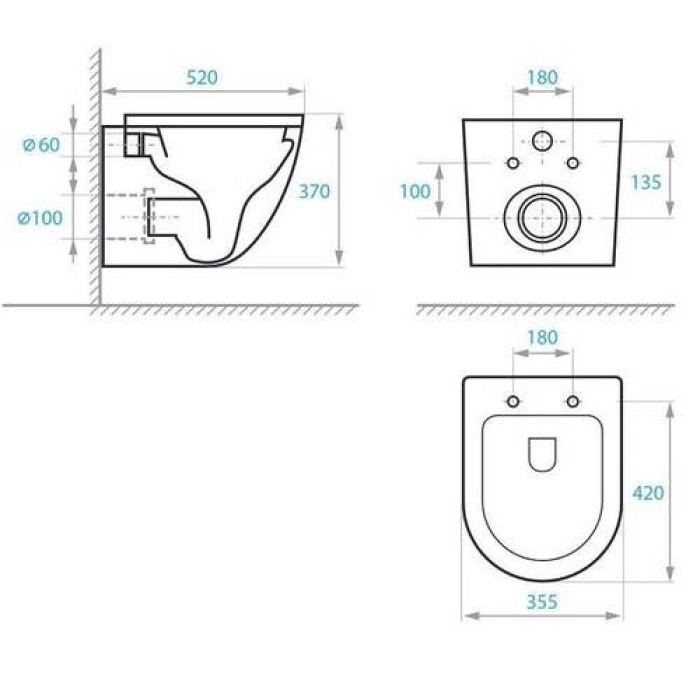 Инсталляция KOLLER POOL DUNE 1200SL с подвесным унитазом Round Rimless, дюропластовым сиденьем slim soft-clous и хромированной глянцевой кнопкой Integro Cosmo KP112-001+RN0520RW+KP229-002