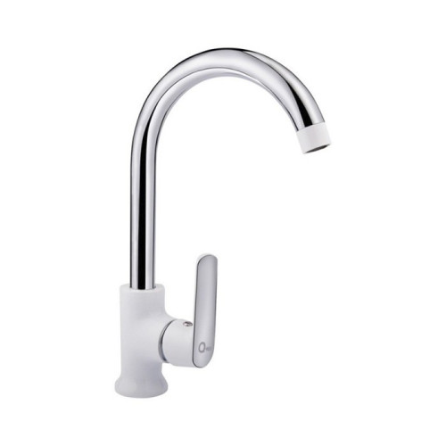 Смеситель для кухни Q-TAP Fresh d-35, Г-образный, на гайке хром/белый