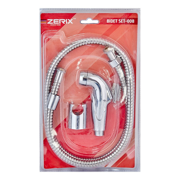 Набір для гігієнічного душу ZERIX BIDET SET-008 тримач, лійка, шланг, хром ZX4913