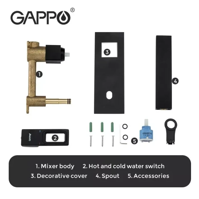 Змішувач для умивальника GAPPO G1017-16, чорний