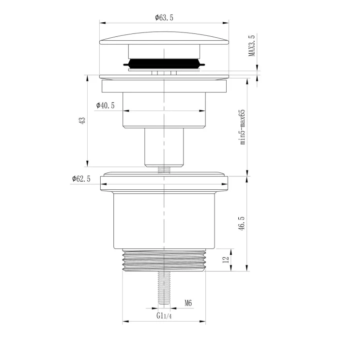 Донний клапан Frap F62, автомат, 1 1/4", хром