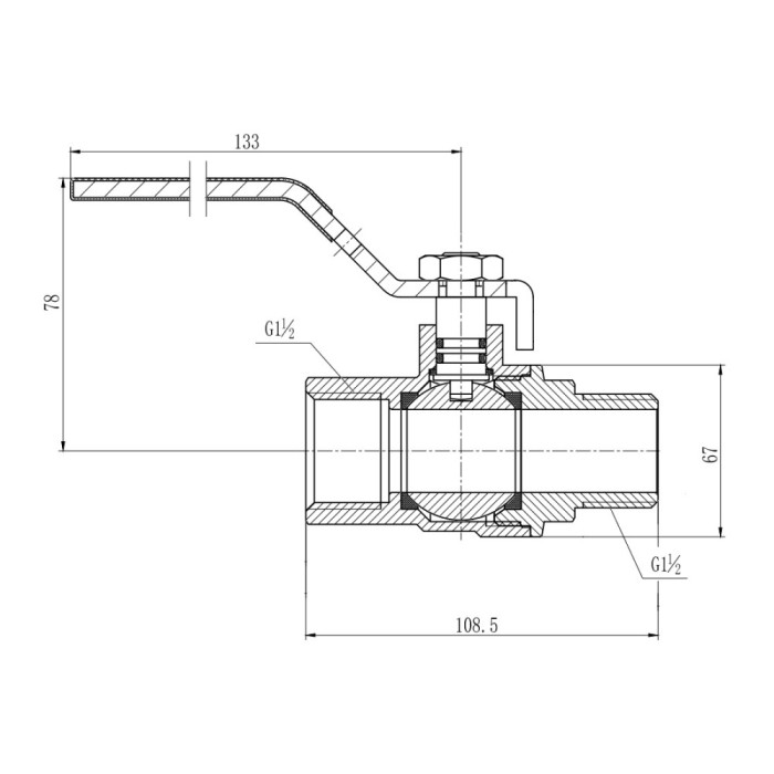 Кран шаровой SD Forte 1" 1/2 ВН для газа (ручка) SF605G40
