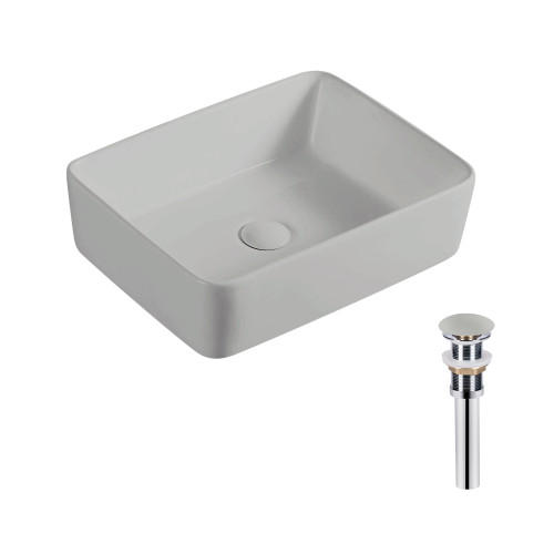 Раковина накладная Qtap Tern 480x370x135 мм, Stone grey, прямоугольная, с донным клапаном QT17116069SG