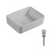 Раковина накладная Qtap Tern 480x370x135 мм, Stone grey, прямоугольная, с донным клапаном QT17116069SG