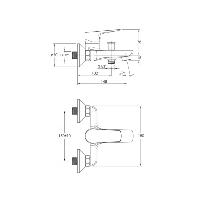 Комплект 2в1: смес.ванна к/г+душ.гарнитур IMPRESE Modus d-35 хром