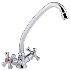 Змішувач для кухні 2-ручий d-35 LIDZ (гайка, тонкий гусак)