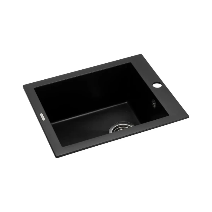 Мойка для кухни из искуственого камня Granado CADIZ 410x500x200 прямоугольная black shine  + сифон