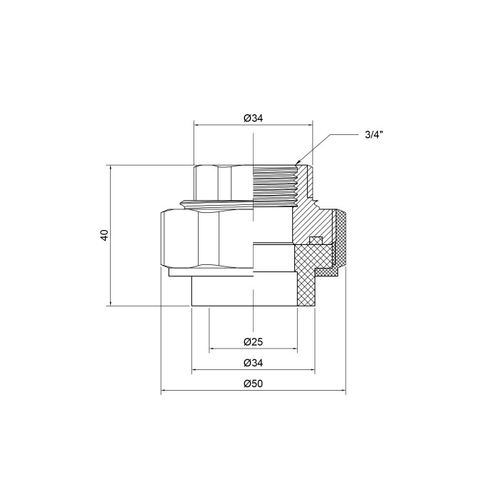 Американка из полипропилена Thermo Alliance 25х3/4" ВР