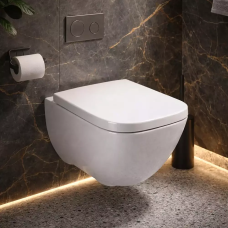 Унитаз подвесной Geberit MODO Rimfree прямоугольный+сиденье MODO дюропластиковое, медленного падения
