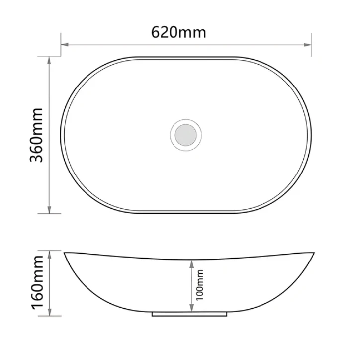 Умывальник накладной прямоугольный 620x360x160 MIXXUS PREMIUM WAVE-0105 керамический