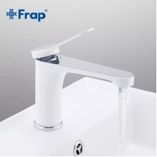 Змішувач для умивальника Frap F1045, білий/хром
