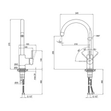 Змішувач на кухню Q-TAP Spring d-35, U-подібний, з фільтром, на гайці, хром 