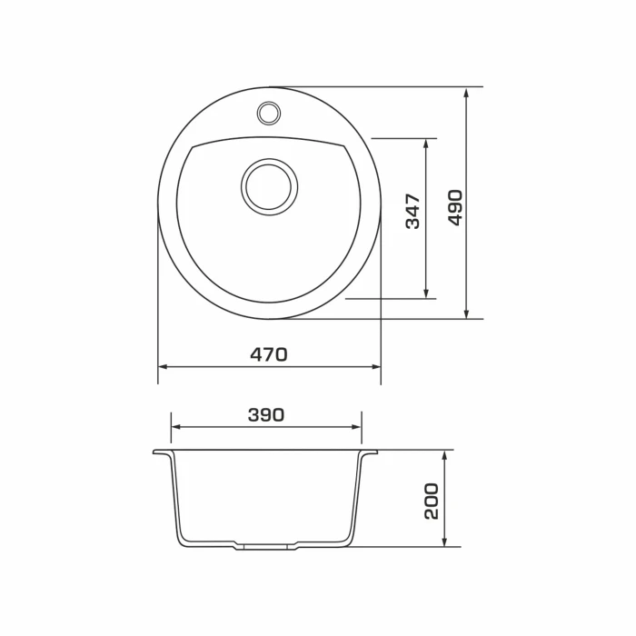Мойка для кухни из искуственого камня Granado RONDA 470x490x200 круглая white + сифон