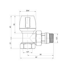 Кран радиаторный Icma 1/2" антипротечкой угловой №803+940