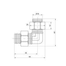 Угол обжимной латунный 16х16 SD Plus SD00002720