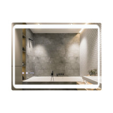 Зеркало Qtap Mideya 800х600 с LED-подсветкой Touch, с антизапотеванием, с часами, диммером QT2078NCF8060W