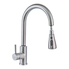 Смеситель сенсорный для кухни с вытяжнной лейкой MIXXUS LUX-014 SENSOR SUS304 нержавеющая сталь(на батарейках)