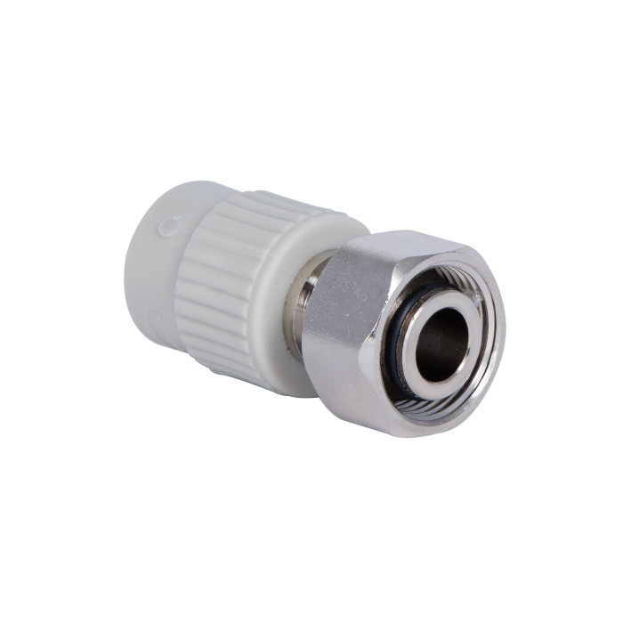 Муфта под Евроконус из полипропилена с накидной гайкой Thermo Alliance 20х3/4" ВР с латунным штоком Муфта под Евроконус из полипропилена с накидной гайкой Thermo Alliance 20х3/4" ВР с латунным штоком