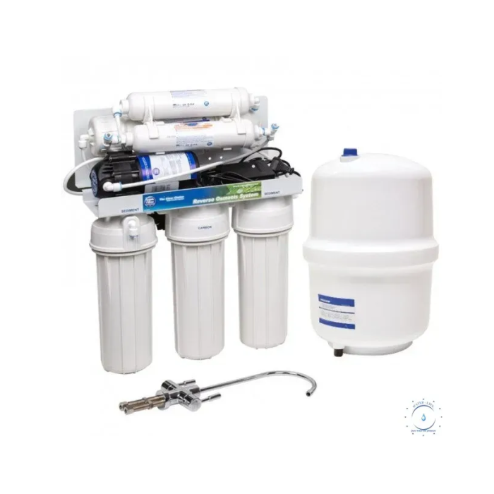 Обратный осмос 6 ступеней с помпой и минерализ.  AQUA FILTER (бак 12л)
