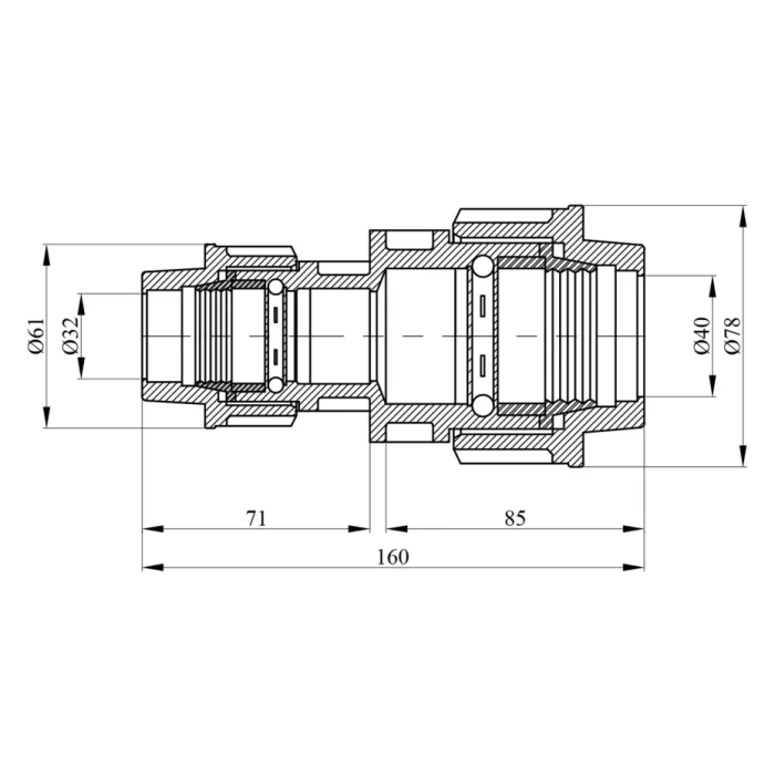 Муфта пром. ред. 40х32 SantehPlast