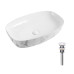 Раковина накладная Qtap Robin 500х380х140 мм, Marble, прямоугольная, с донным клапаном QT04116302MR