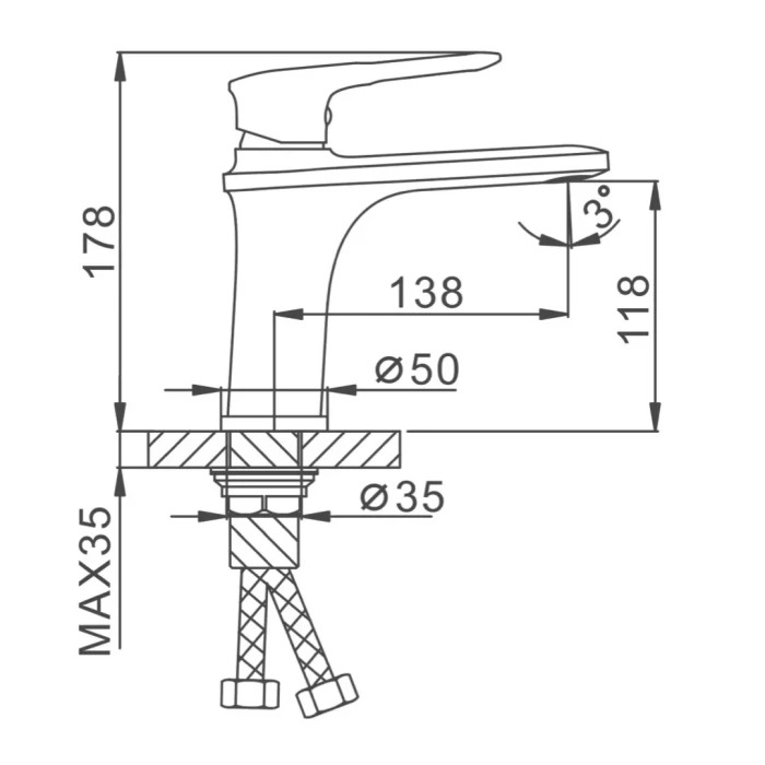 Змішувач для умивальника Frap F1049-6, чорний/хром