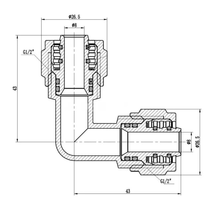 Угол обжимной разборный 16х16 SD Forte SD00022051