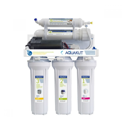 Обратный осмос 5 ступеней с помпой 50G пласт.бак 3,2G AQUA KUT