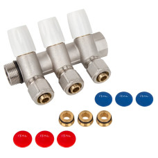 Колектор ITAL 3 вих. нік. 3/4"x16*2 з рег. вентилями+перехід під нг {30}