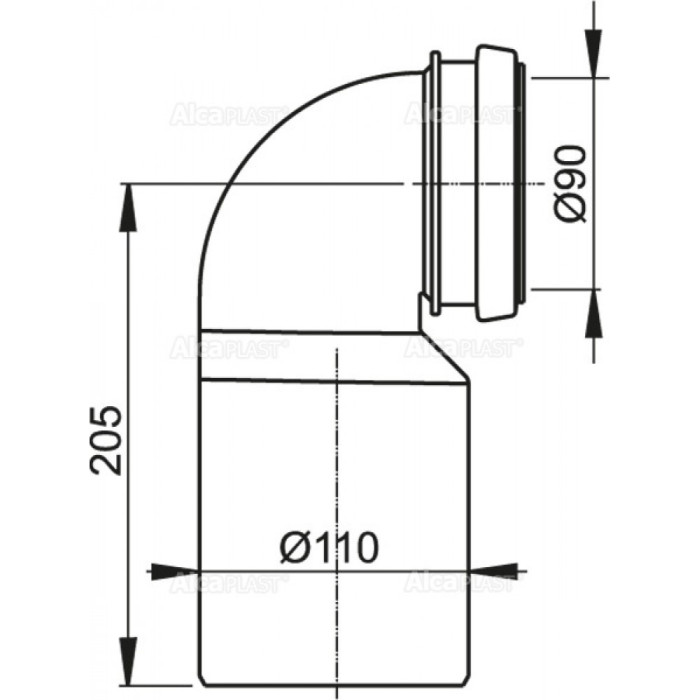 M906 Коліно стоку 90/110 Alca