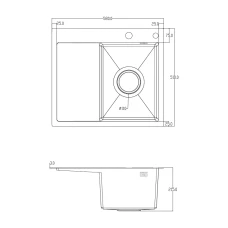 ID 5851 R-B Мойка для кухни с крылом. чаша права 580x510x215мм (3.0/0.8 мм), сиф, дозат, кош. PVD Black {1/1}