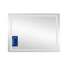 Зеркало настенное прямоуг 800х600 Q-TAP Mideya LED часы, с антизапотеванием димер, touch switch